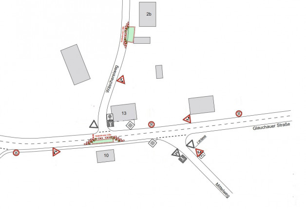 Verkehrseinschränkungen auf der Glauchauer Straße und dem Wäschereiweg vom 13.11.2023 bis 08.12.2023