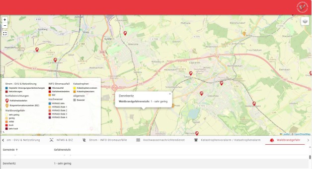 Aktuelle Informationen zu Stromausfällen, Waldbrandstufen oder Hochwasserwarnungen
