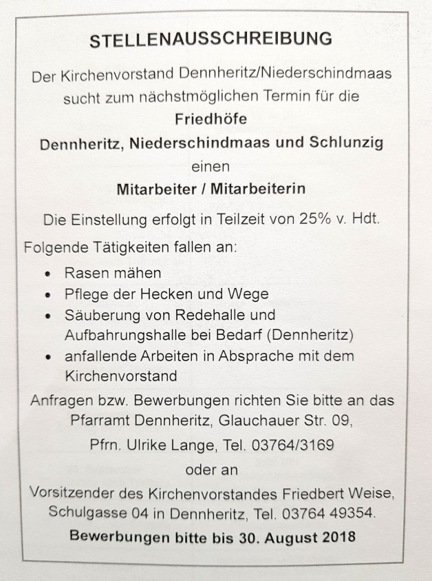 Friedhofsmitarbeiter gesucht: